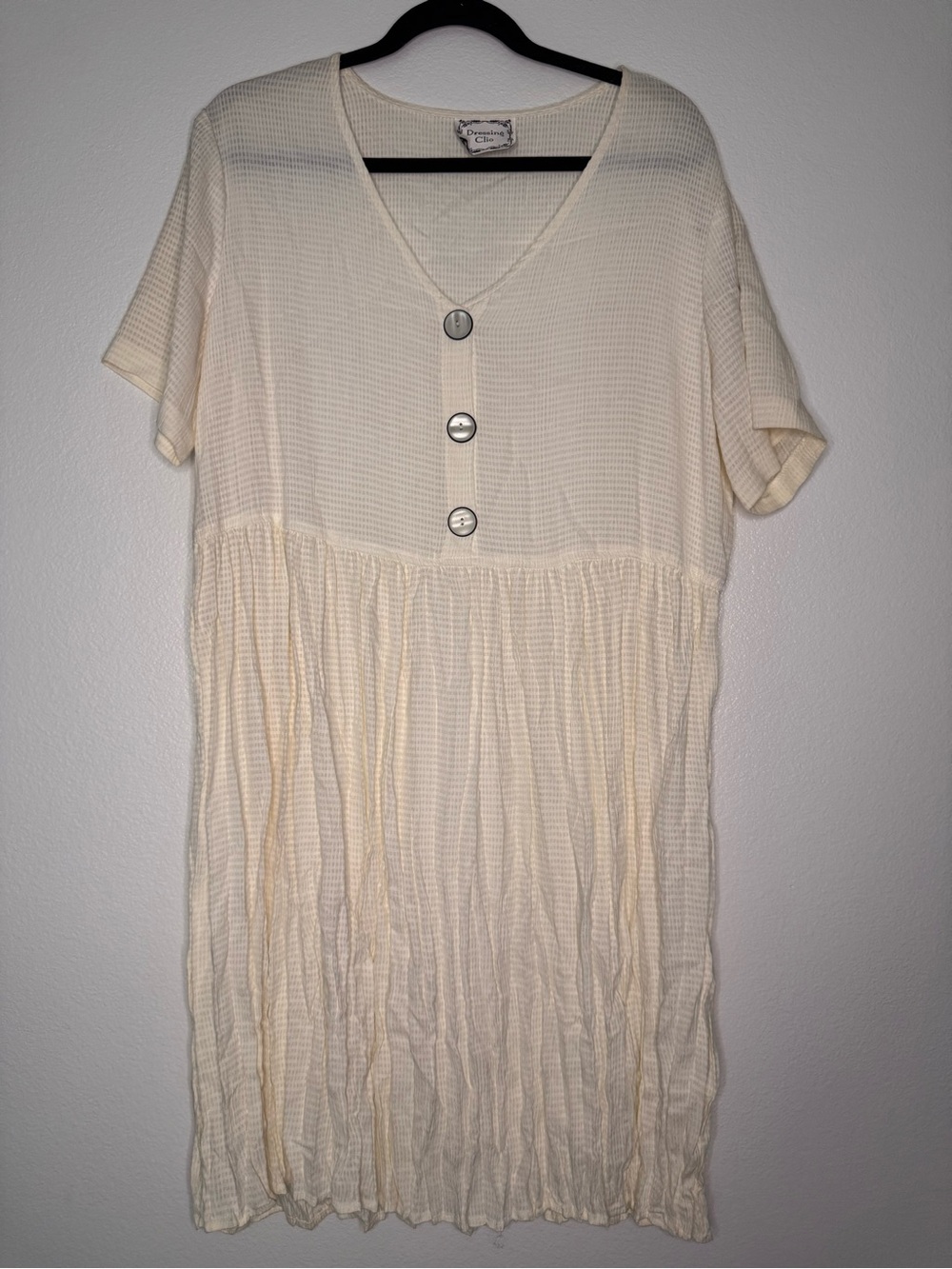 Vintage Dressing Clio Classic Cream Button-Front Women’s dress size large
